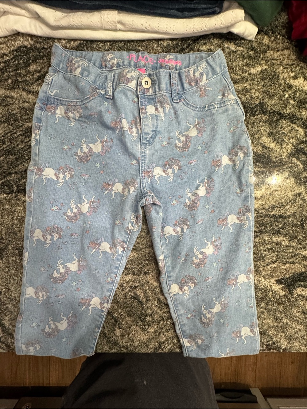 Childrenโs Place Light Blue Unicorn Print Jeans for Kids